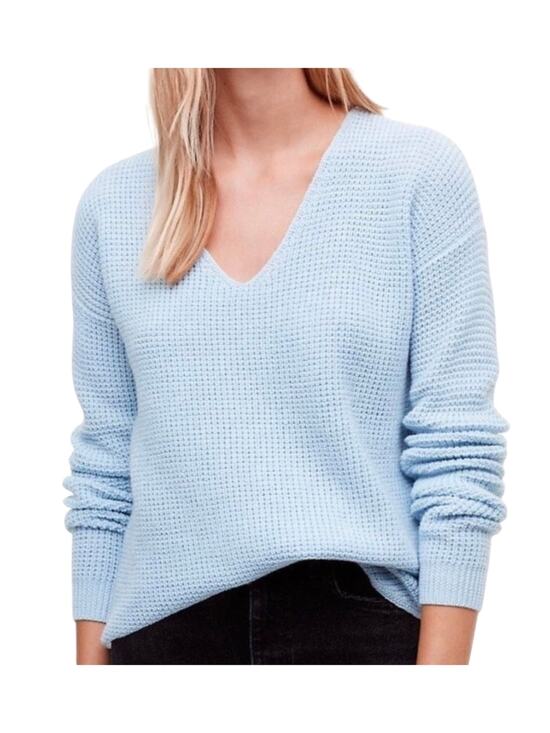 Wilfred Sweaters - Aritzia Wilfred Free Wolter Merino Wool Waffle Knit Sweater Light Blue S Cozy